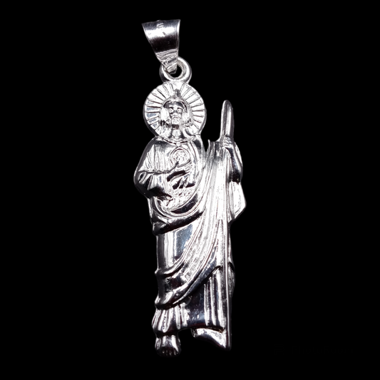 925 Sterling Silver Polished Large Saint Jude Pendant