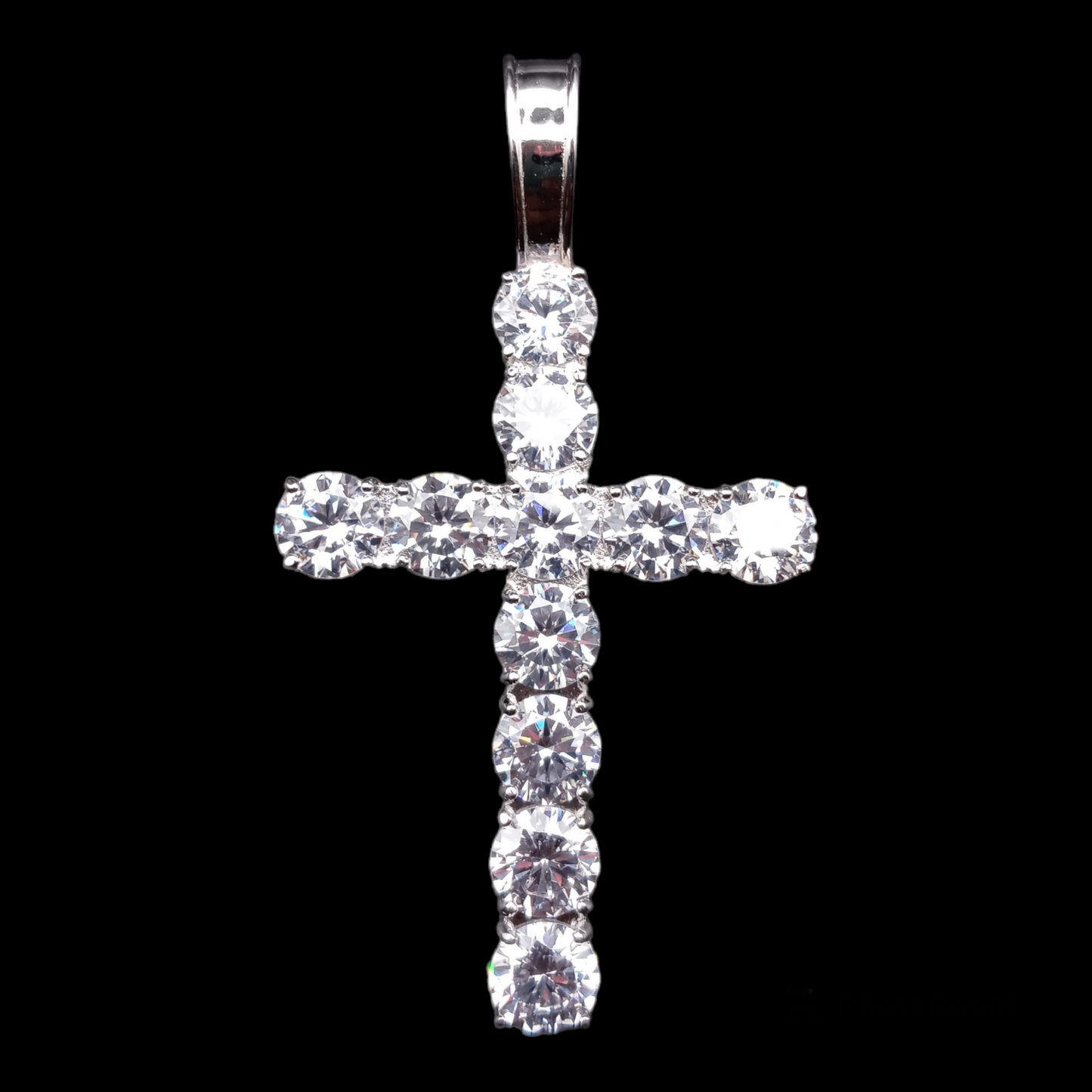 925 Sterling Silver CZ Small Bubble Cross Pendant