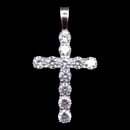 925 Sterling Silver CZ Small Bubble Cross Pendant