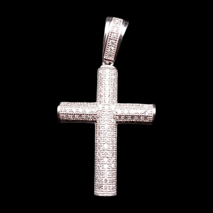 925 Sterling Silver CZ Tube Cross