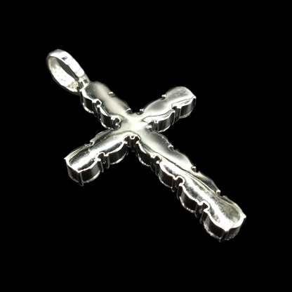 925 Sterling Silver CZ Large Bubble Cross Pendant - SLP00327