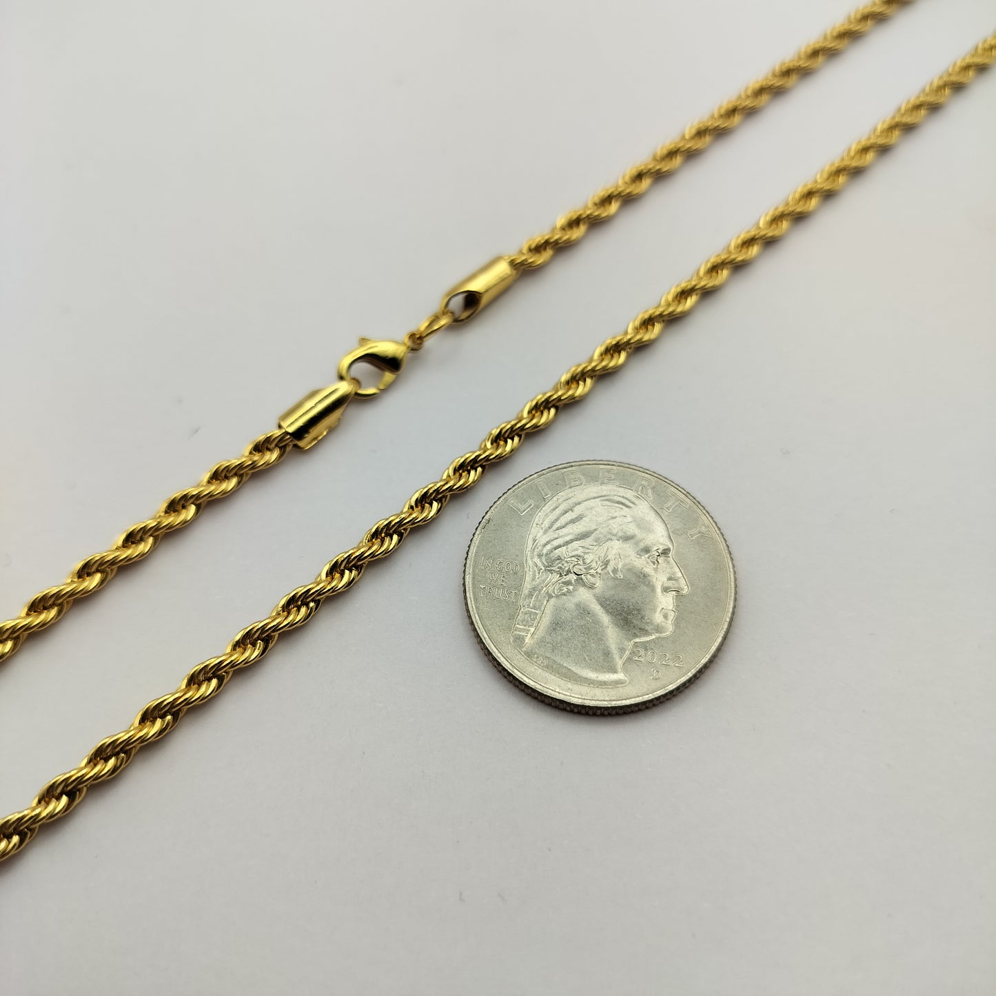 Stainless Steel Gold Plated 3mm Rope Chain