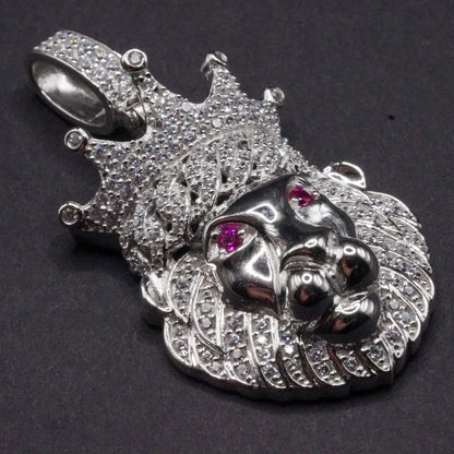 925 Sterling Silver Crown Lion Pendant - GMP00076