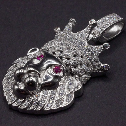 925 Sterling Silver Crown Lion Pendant - GMP00076