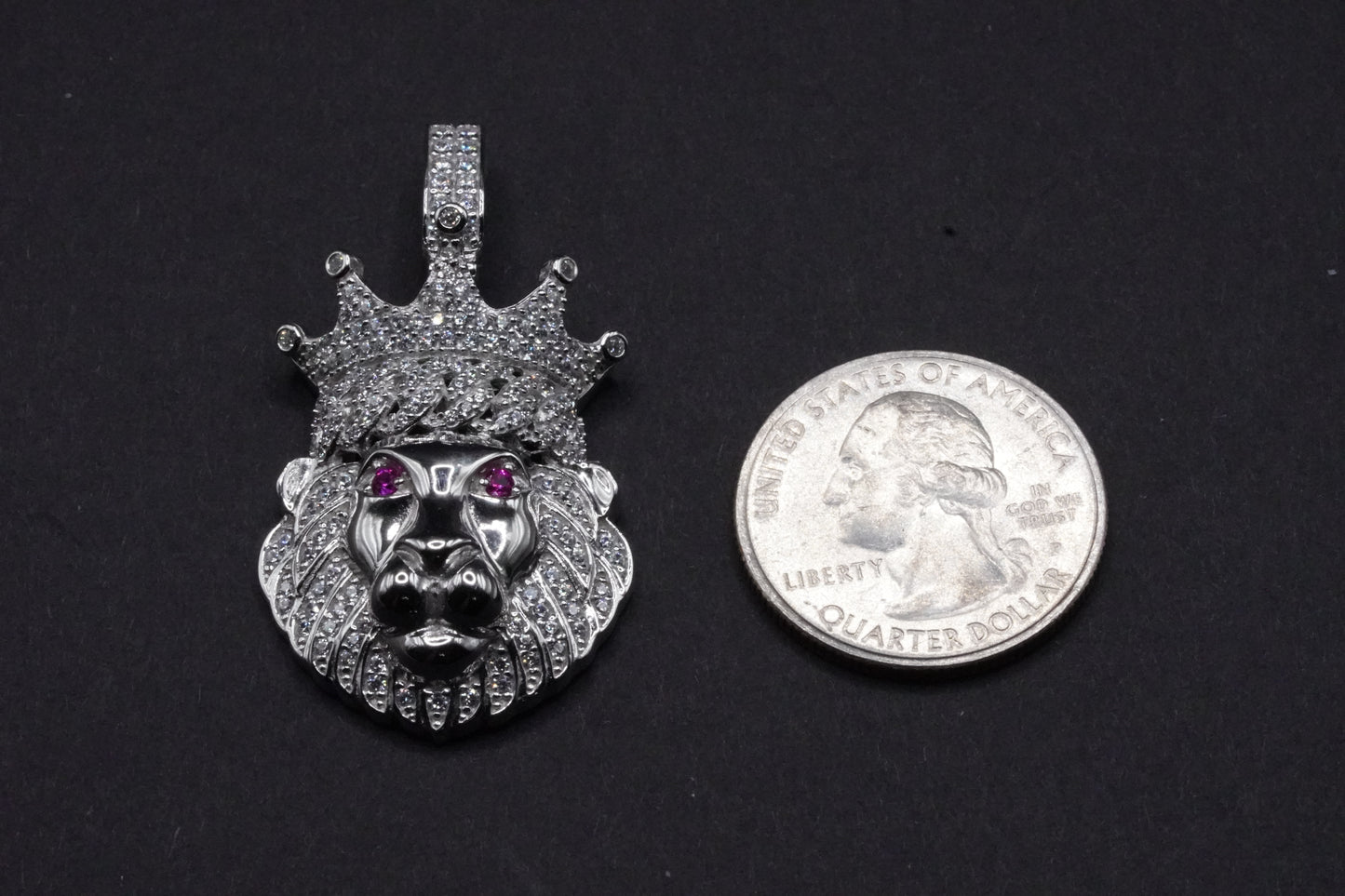 925 Sterling Silver Crown Lion Pendant - GMP00076