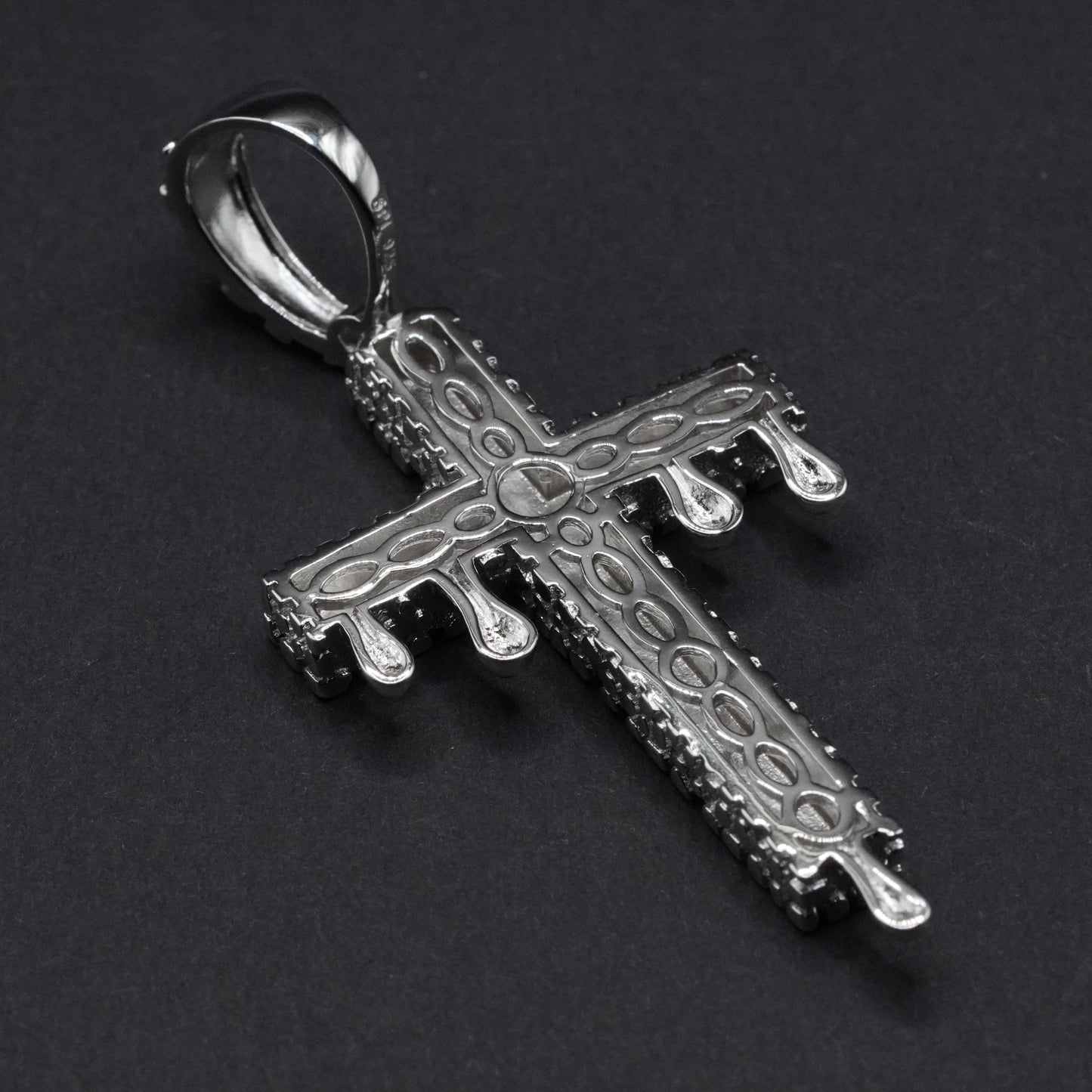 925 Sterling Silver Dripping Nugget Cross Pendant