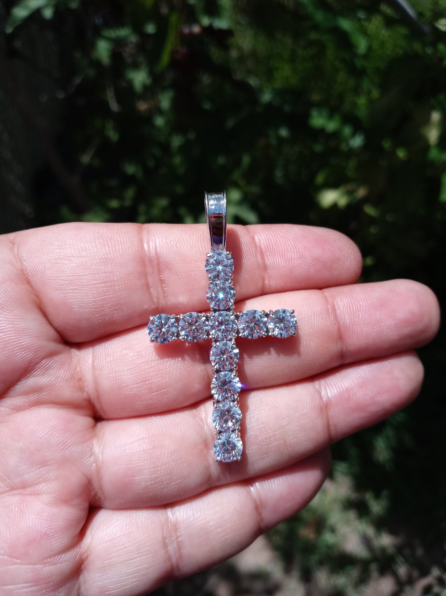 925 Sterling Silver CZ Small Bubble Cross Pendant