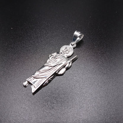 925 Sterling Silver Polished Medium Saint Jude Pendant