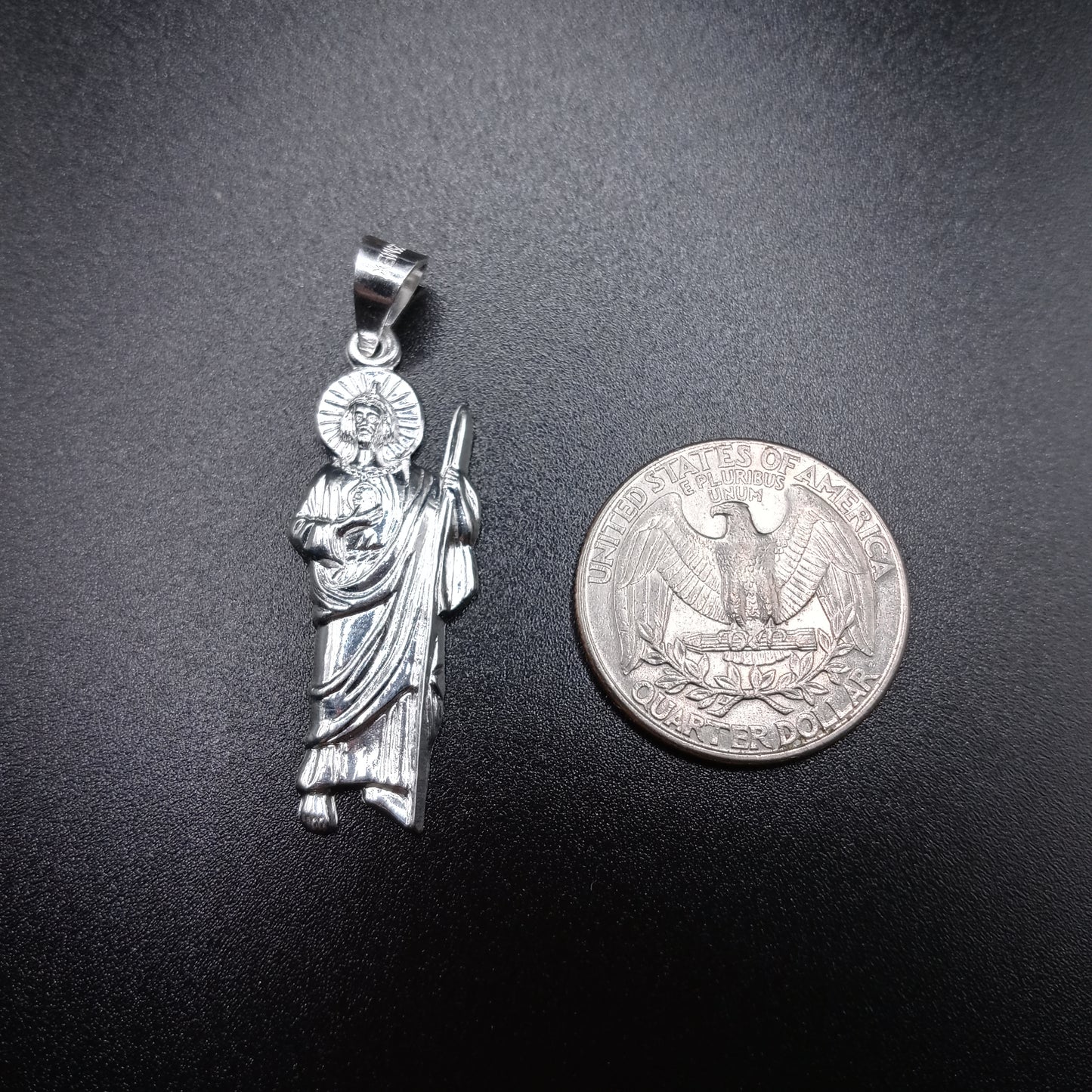 925 Sterling Silver Polished Medium Saint Jude Pendant