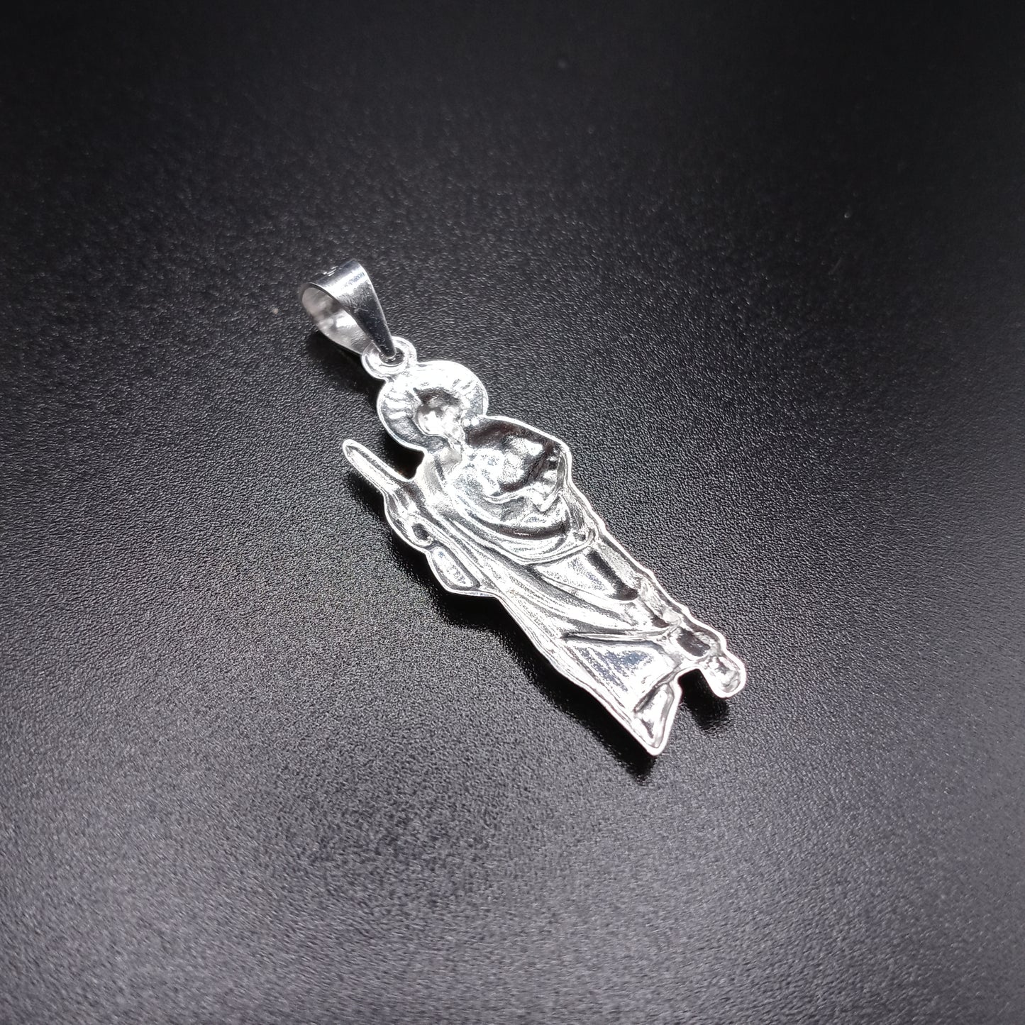 925 Sterling Silver Polished Medium Saint Jude Pendant