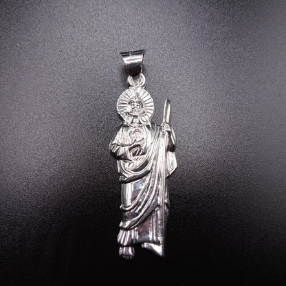 925 Sterling Silver Polished Large Saint Jude Pendant