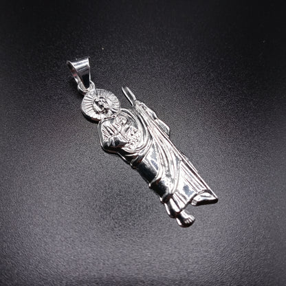 925 Sterling Silver Polished Large Saint Jude Pendant