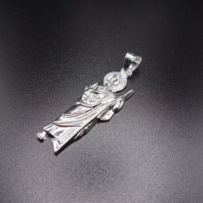 925 Sterling Silver Polished Large Saint Jude Pendant