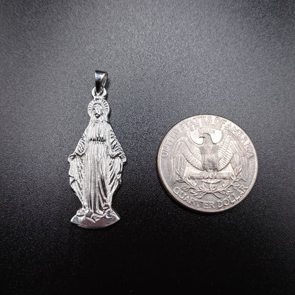 925 Sterling Silver Miraculous Mary Pendant