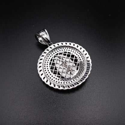 925 Sterling Silver CZ Disc Lady of Guadalupe Pendant