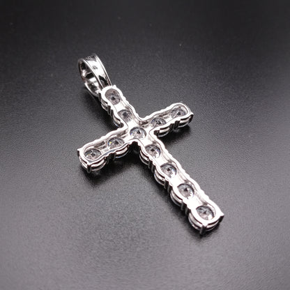 925 Sterling Silver CZ Small Bubble Cross Pendant