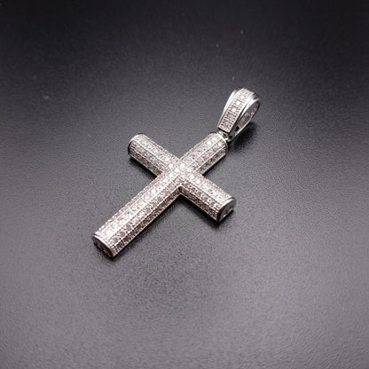 925 Sterling Silver CZ Tube Cross