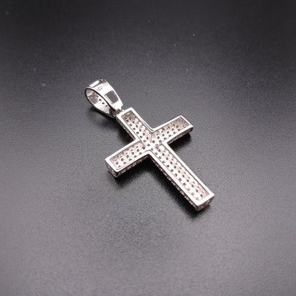 925 Sterling Silver CZ Tube Cross