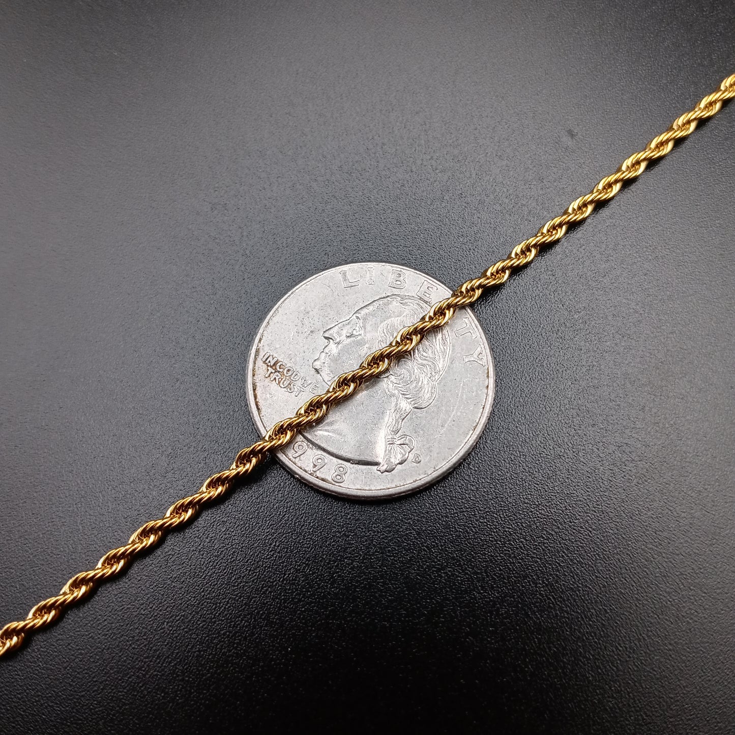 Stainless Steel Gold Plated 2mm Rope Chain