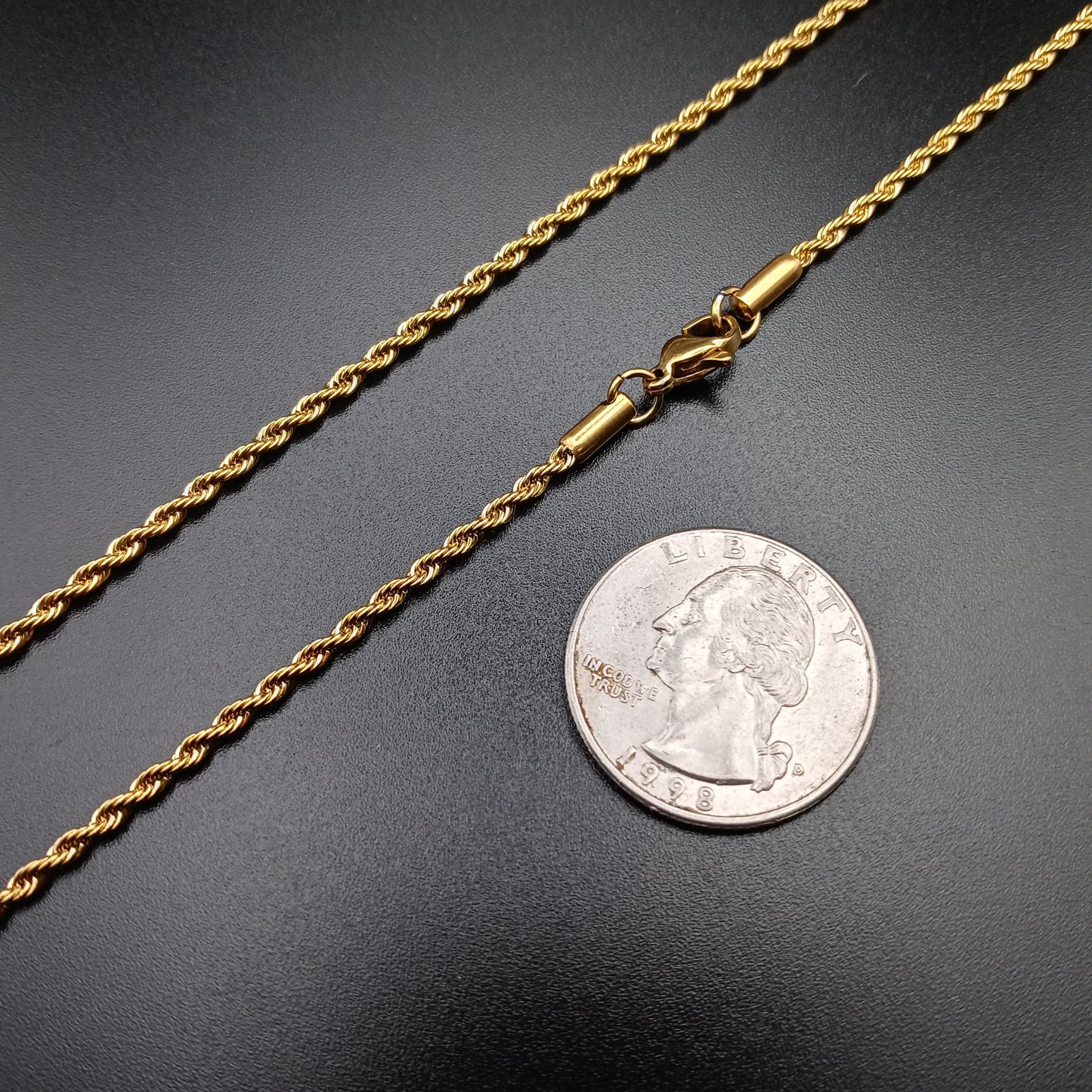 Stainless Steel Gold Plated 2mm Rope Chain