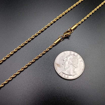 Stainless Steel Gold Plated 2mm Rope Chain