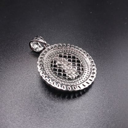 925 Sterling Silver CZ Encrusted Saint Jude Disc Pendant