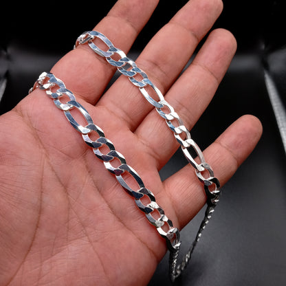 925 Sterling Silver 9.5mm Figaro Link Chain