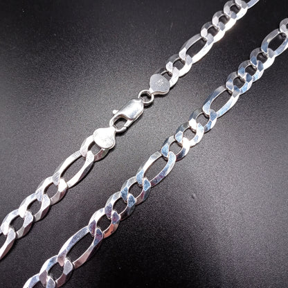 925 Sterling Silver 9.5mm Figaro Link Chain