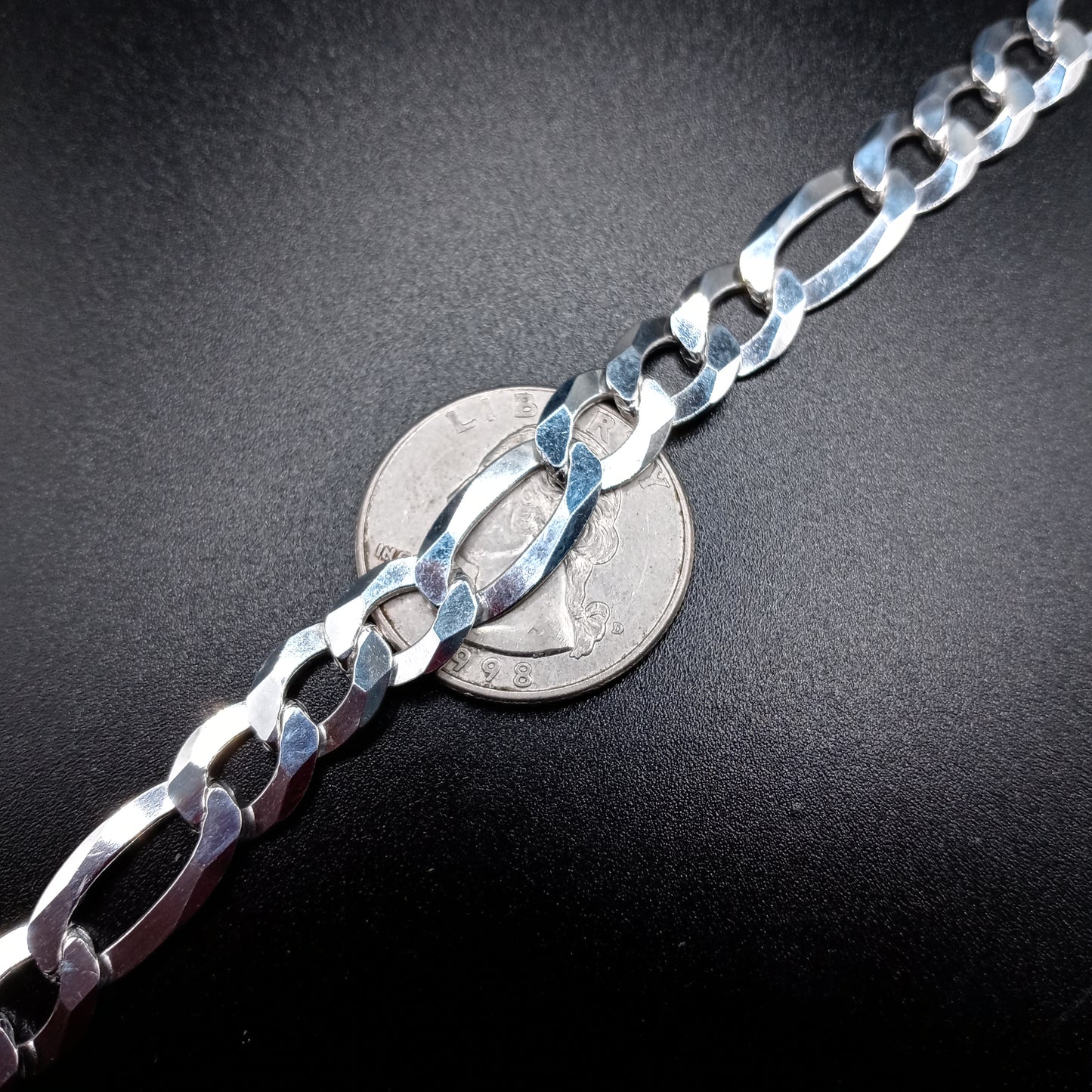 925 Sterling Silver 9.5mm Figaro Link Chain